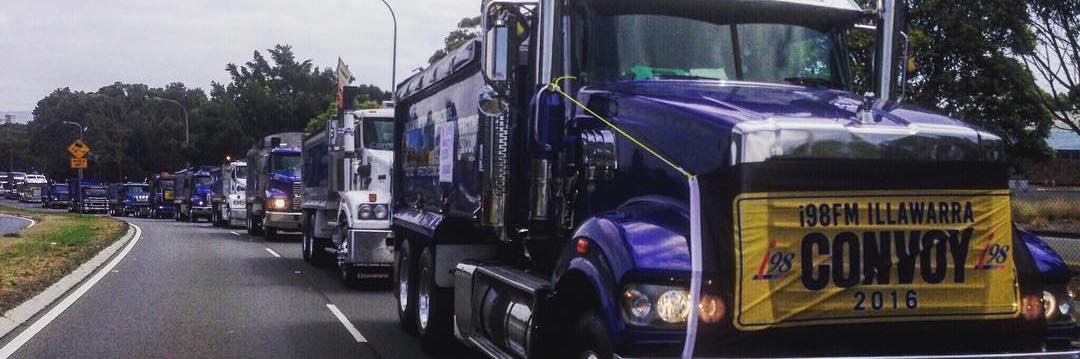 Convoy of trucks raising money for kids cancer